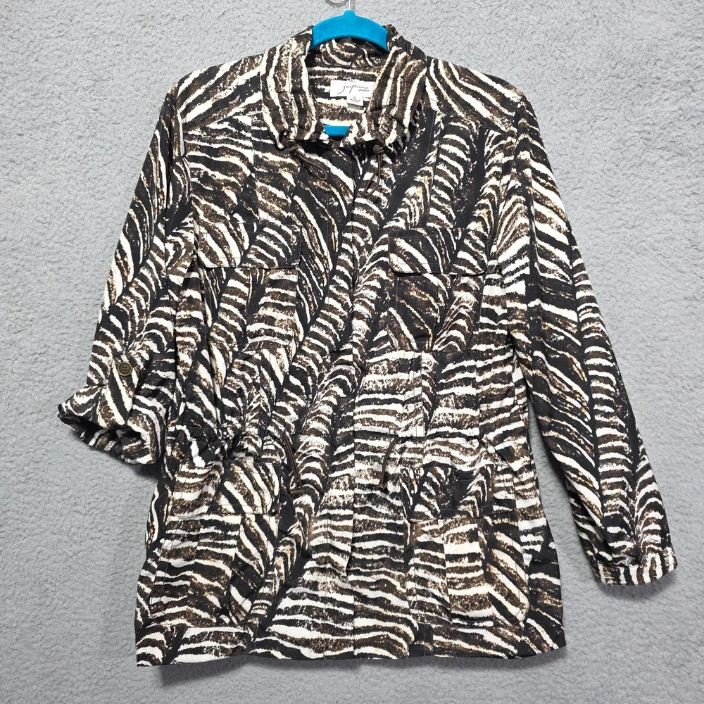 Josephine Studio Jacket‎ Windbreaker Animal Print Women's Size M Brown Cream